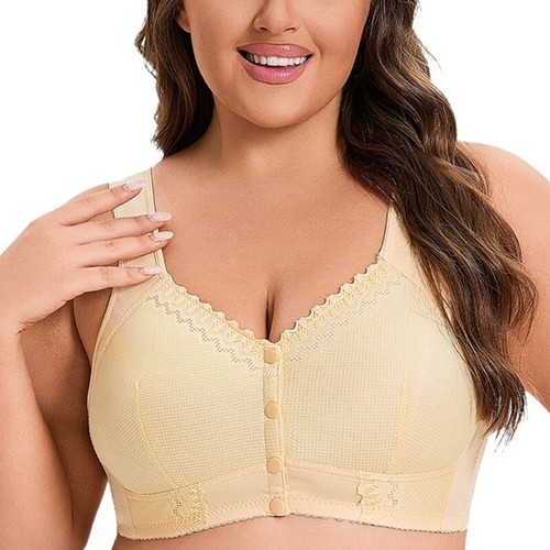 Front Snap Comfort Bra Senior Women Breathable Lift Support Wireless Underwear - Picture 7 of 44
