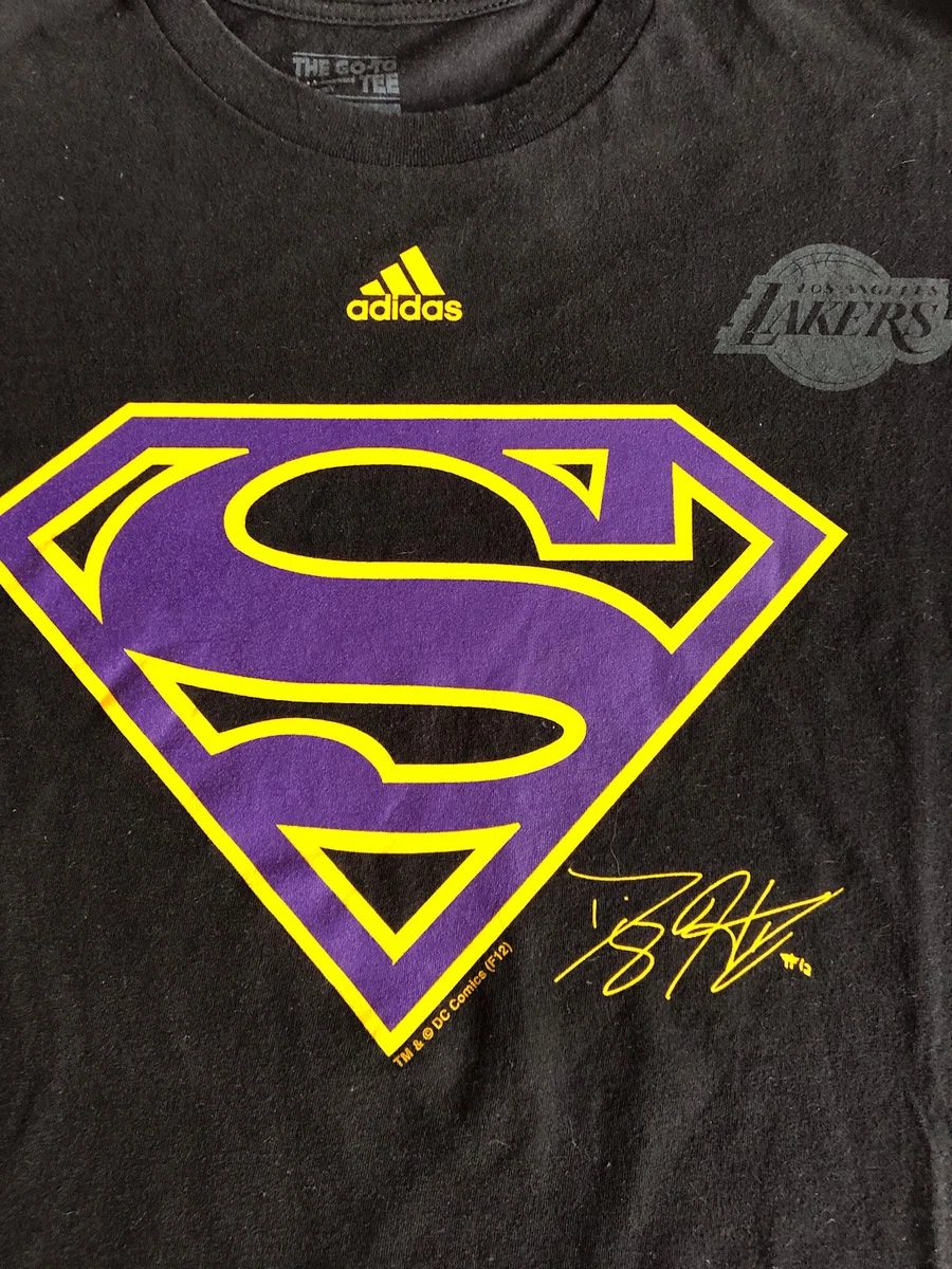 emulsion kontakt kaldenavn Adidas Men&#039;s Black Purple Lakers Superman Dwight Howard Short Sleeve T  Shirt M | eBay