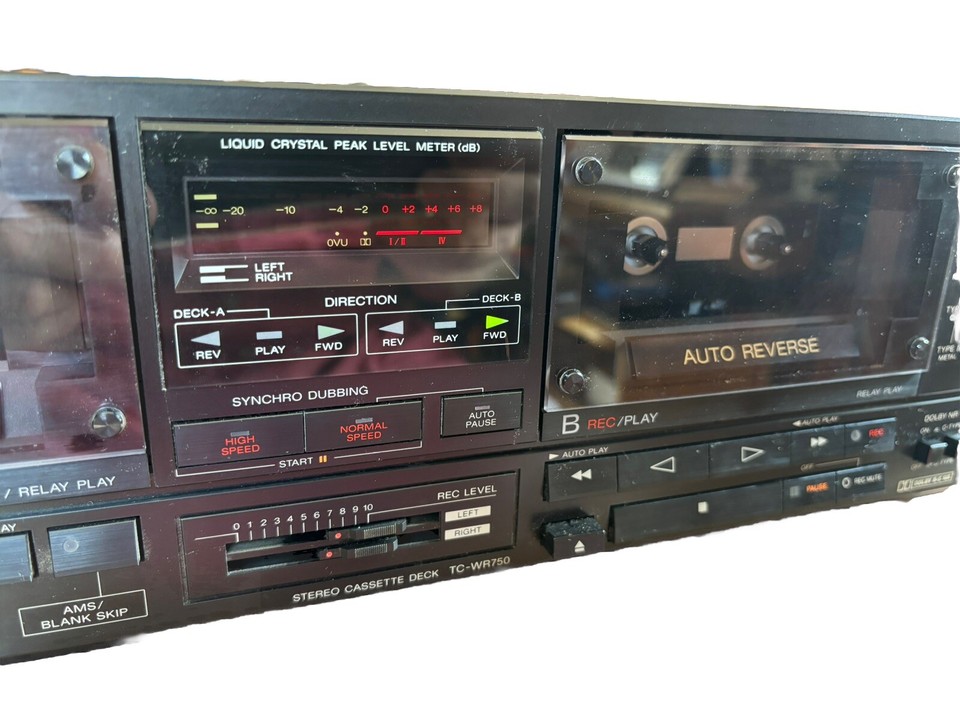 Sony TCWR750 VTG Dual Cassette Tape Deck Record Auto Reverse Lights Up