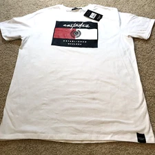 NWT Good Life T-Shirt Men Sz 2XL White Amsterdam Raised Letter Short Sleeve