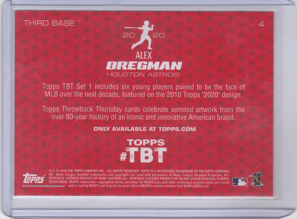 Alex Bregman - 2020 Topps TBT Set 1 #4 - 2010 Topps Design - Houston Astros - Image 2 of 2