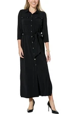 C Wonder by Christian Siriano Maxi Shirt Dress Black