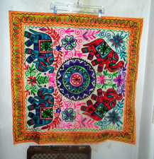 Hand embroidered elephant wall hanging tapestry boho home decor India Boho