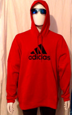 Adidas 2XL Men's Climawarm Red With Black Logo Pullover L Fleece Hoodie DH9013