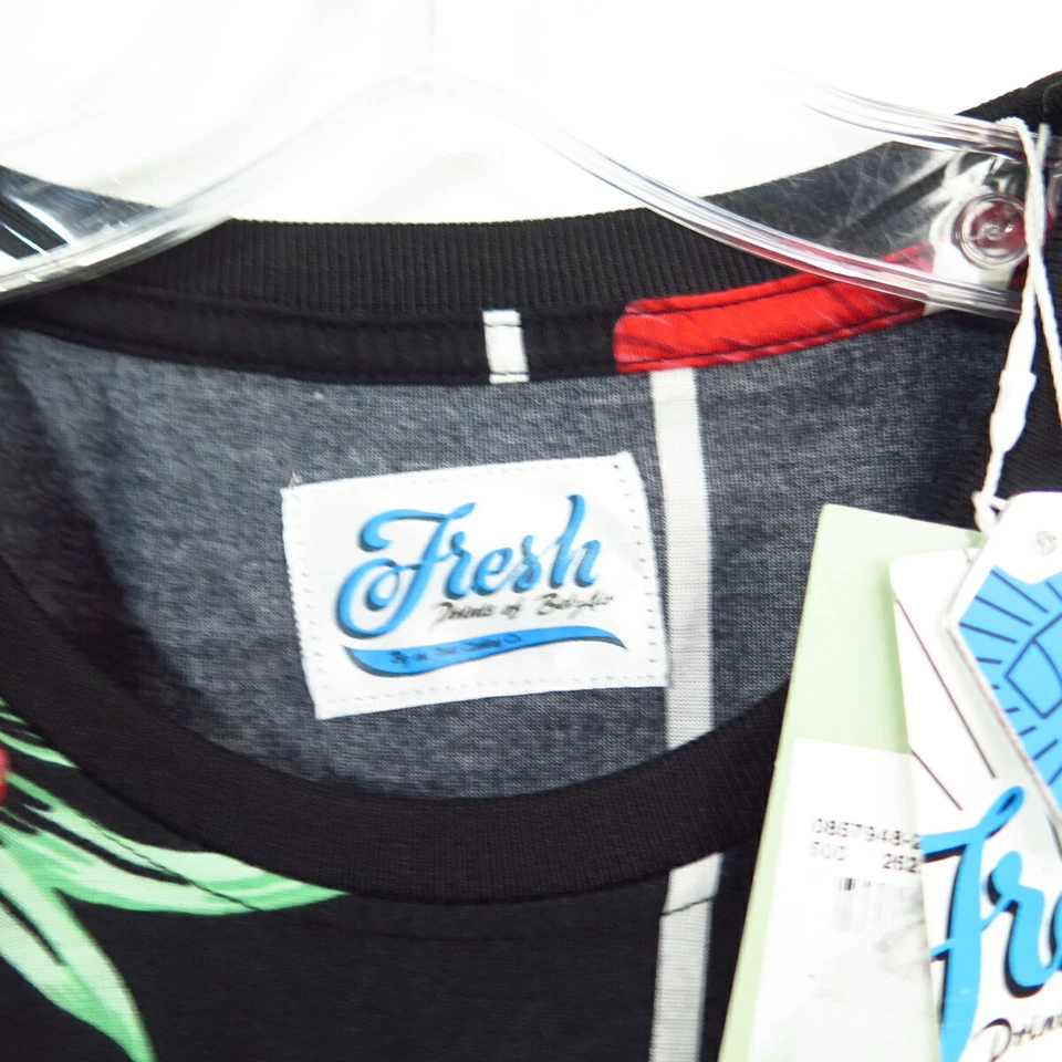 Camiseta Fresh Prince Of Bel Air masculina preta listrada floral tamanho G nova com etiquetas - Imagem 4 de 4