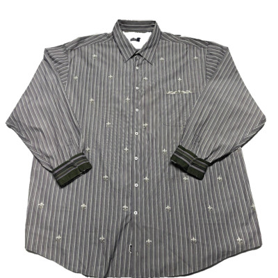 Vintage Nat Nast Luxury Originals Shirt Mens 3XT Black Fleur de Lis Flip Cuff