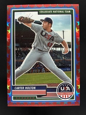 2023 Panini Stars & Stripes USA Baseball Carter Holton #70 CARD /149 Red