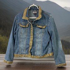 The Collective Works of Berek 2 Jean Jacket Gold Studded Women s Size XL