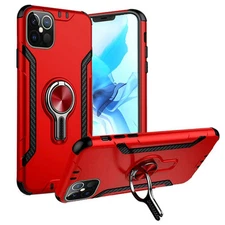 GSA CarVent Magnetic Ringstand Hybrid Case For iPhone 12 Pro Max (6.7") - Red