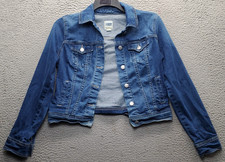 Old Navy Trucker Jacket Womens Small Blue Denim Dark Wash Collared Button Front