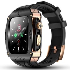 Luxury Metal Case for Apple Watch 9 8 7 45mm 6 44mm Band with Cover Heavy Dut...