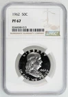 1962 Franklin Half Dollar Proof PF 67 NGC Graded 50C U.S. Silver Coin
