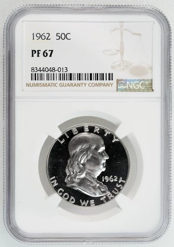 1962 Franklin Half Dollar Proof PF 67 NGC Graded 50C U.S. Silver Coin