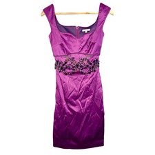 NWT Mandalay Oleander Purple Beaded Embellished Midi Cocktail Evening Dress Sz 2