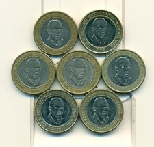 7 BI-METAL 20 DOLLAR COINS from JAMAICA (2000/2001/2006/2008/2015/2017/2018)
