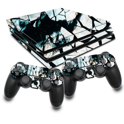 Set Broken Ice Aufkleber Skin Folie passend für Ps4 Pro Konsole RX022-08