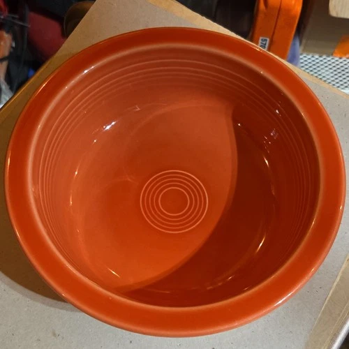 Fiesta Orange Ceramic Bowl 8 in Solid Glossy Art Pottery Contemporary Round