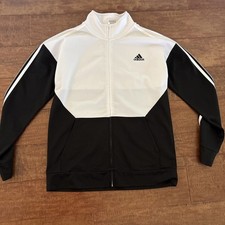 Adidas Youth Boys Black White Track Jacket Sz L 14-16