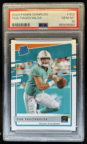 2020 Panini Donruss Tua Tagovailoa Rookie RC #302 Dolphins PSA 10 GEM MINT