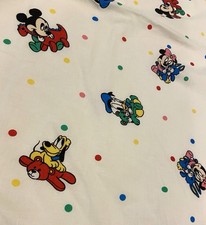 Vtg Dundee Disney Baby Mickey Minnie Mouse Donald Crib Fitted Sheet Polka Dots