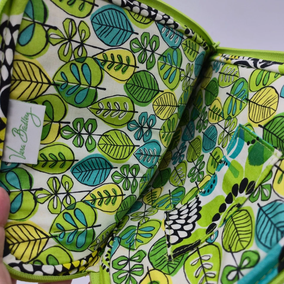 Funda para Tablet VERA BRADLEY Acolchada Floral Verde Azul Negra Acolchada Cremallera Cubierta 10x7 Foto 3 de 4