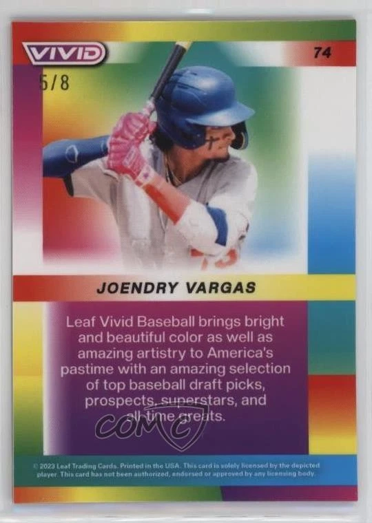 2023 Leaf Vivid Red Crystals /8 Joendry Vargas #74 - Image 2 of 2