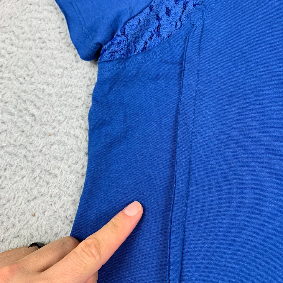 Sinful by Affliction Y2K T-shirt Women's Large Top Rhinestone Bling Blue USA - Image 4 of 4