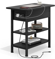 End Table with Charging Station Flip Top Side Table with USB Ports and Outlets