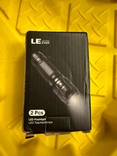 LE Lighting Ever LED Hand Flashlight 2 Pack Portable Torch Battery Black NWB