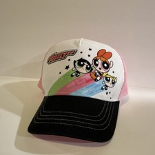 The Powerpuff Girls Pink Black Trucker Hat Adjustable Blossom Bubbles Buttercup