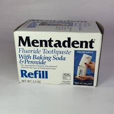 Mentadent Fluoride Toothpaste Fresh Mint w/ Baking Soda & Peroxide Refill Sealed