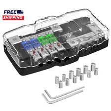 Fused Power Distribution Block Car Audio 4 Way Midi Mini-Anl Fuse Block 12V 0/4