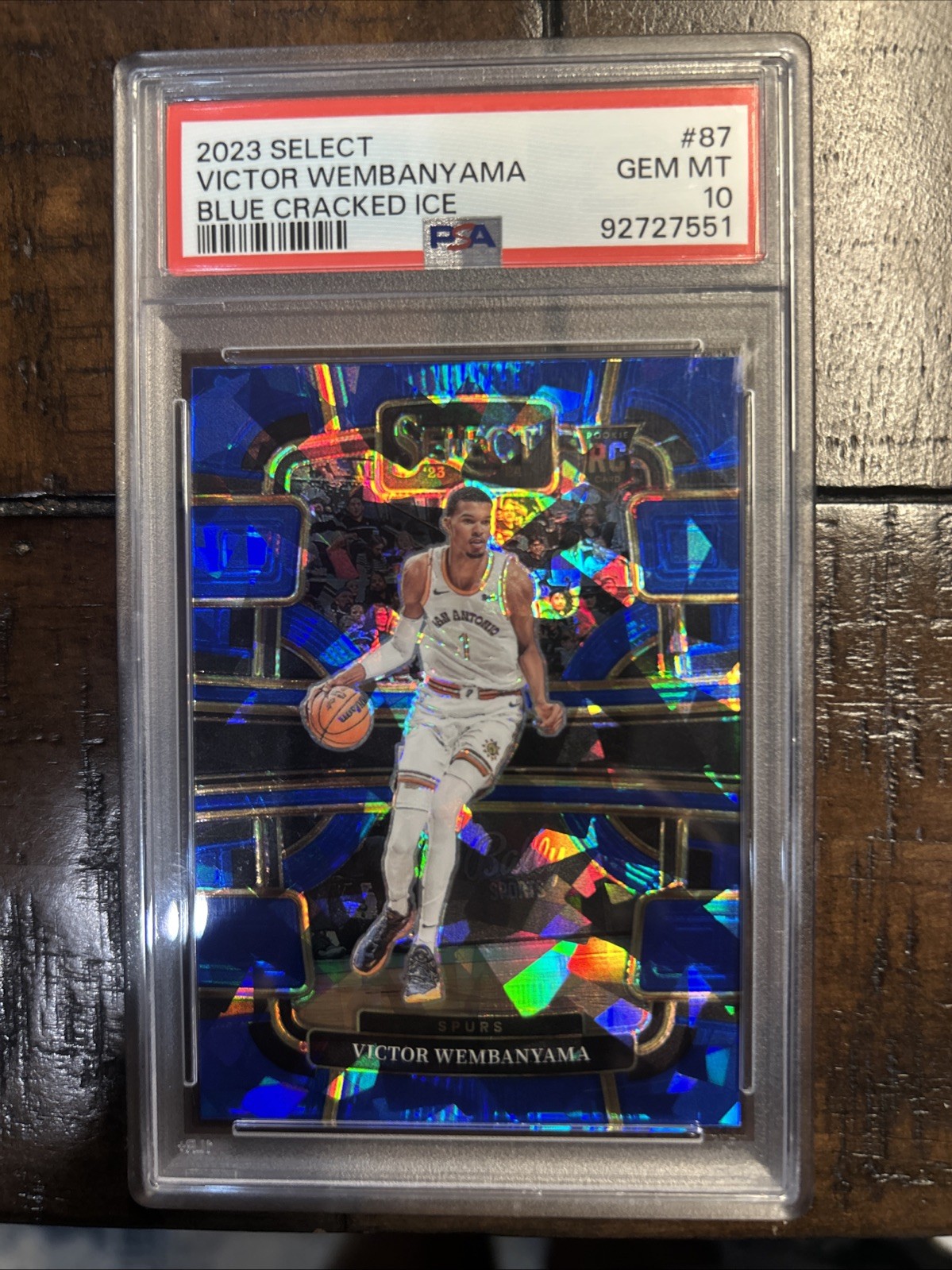 2023 Select Victor Wembanyama #87 Blue Cracked Ice PSA 10 Gem Mint RC Spurs