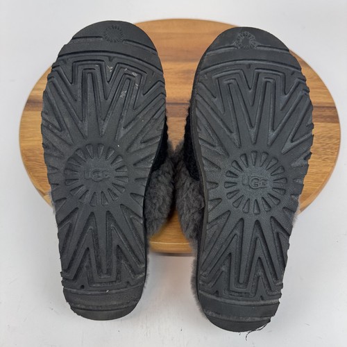 Womens Ugg Cozy Black Gray Shearling Lined Comfort Casual Slippers Size 9 M VGUC - Picture 8 of 8