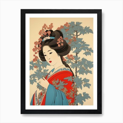 Hagi Bush Clover 2 Vintage Japanese Framed Wall Art Poster Canvas Print Picture