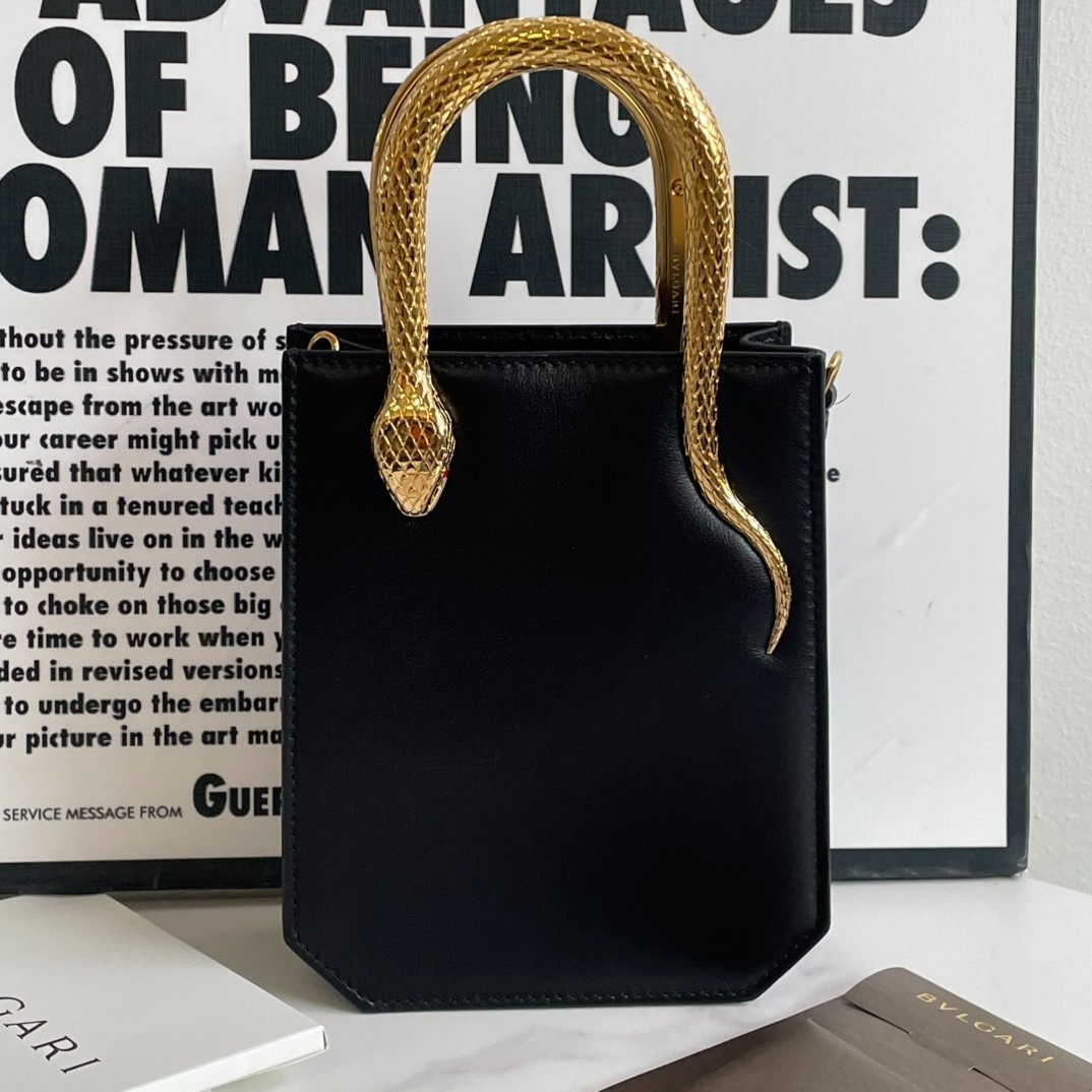BVLGARI Serpenti Serpentine Mini Tote Bag Black Leather | eBay