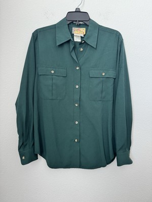 Fred David Vintage Women's Green Long Sleeve Button Down Shirt Size 10