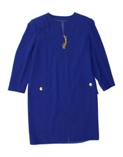 VINTAGE Womens 3/4 Sleeve Shift Dress UK 14 Medium Blue CE12