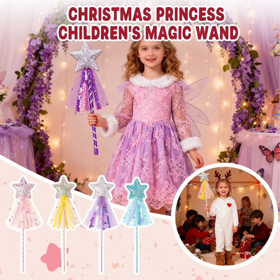 Varita Estrella Brillo Princesa Disfraz Ángel Juego de Rol Palo Accesorios Niño Regalo de Cumpleaños Foto 2 de 4