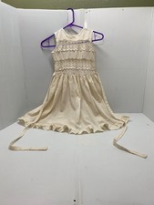 Antique Vintage Victorian Cotton Lace Girls Childs Dress cotton ecru color