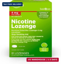Amazon Basic Care Mini Nicotine Polacrilex Lozenge, 4 mg, Citrus Flavor, Stop Sm
