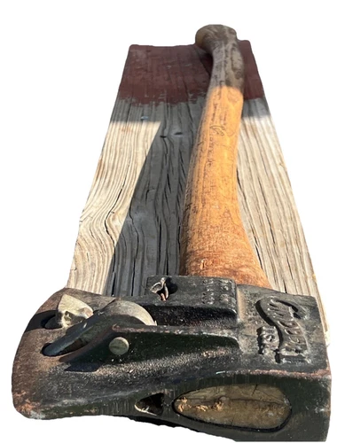 VINTAGE CHOPPER 1 U.S.A. SPRING LOADED AXE HEAD SPLITTING MAUL ORIGINAL HANDLE
