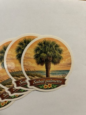 Sabal Palmetto Palm Sticker 3  Vinyl Decal Cabbage Palm Tree