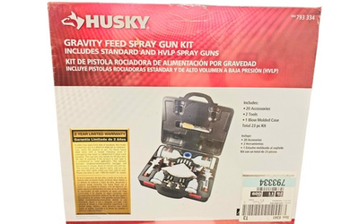 #ad Husky Spray Gun Kit HVLP Gravity Feed Paint Sprayer Set 600cc 120cc Cups SEALED $99.99