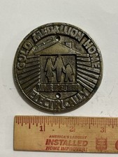 Médaillon Doré Maison Enseigne Bronze Communication & Utilitaires Publicité Ancienne