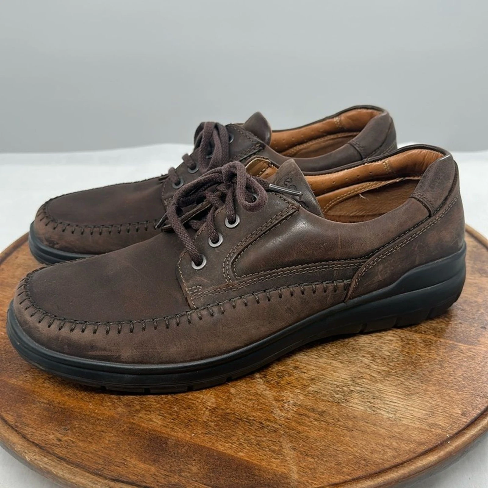 Ecco Shoes Mocassino Uomo 44 (US 10.5) Pelle Marrone Casual Stringate Sneaker Comodo