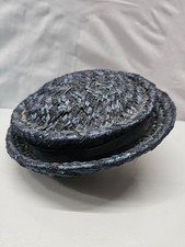 Vintage Russeks Fifth Avenue Navy Straw Hat 1950s Elegant Structured Brim