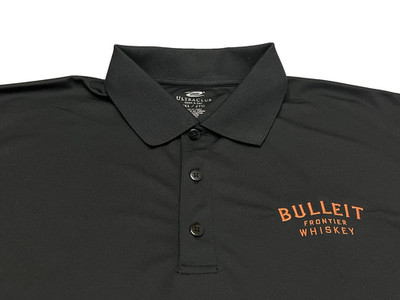 Ultra Club Bulleit Frontier Whiskey Polo Shirt Men's 2XL Black Performance Cool
