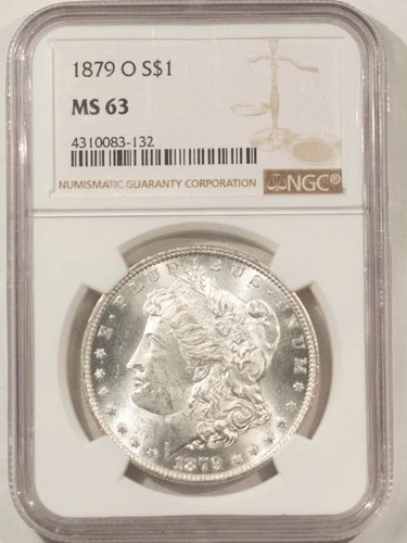 1879-O $1 MORGAN DOLLAR - NGC MS-63, BLAST WHITE! FIRST YEAR NEW ORLEANS