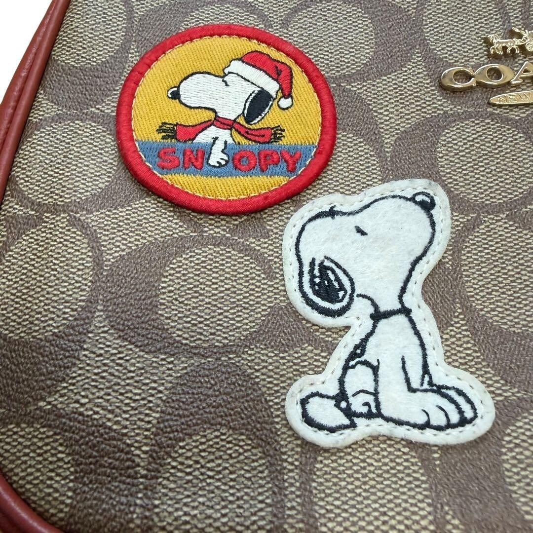 COACH PEANUTS Teri Snoopy Signature Canvas 2 Way Shoulder Bag Auth image 3